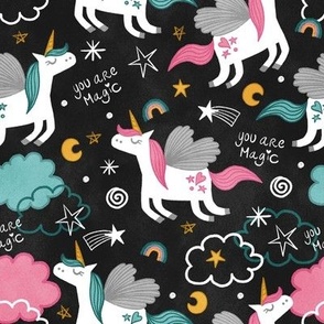 Unicorn Repeat, Girl, Novelty, Kids, Nursery, Unicorn Magical Pattern, Space Fabric, Fantasy,  Hand-Drawn, Girly Pattern