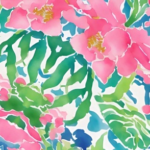 Preppy chinoiserie watercolor pattern