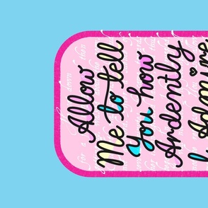 Ardently Admire Love Quote by Jane Austen Pride _ Prejudice - Hand lettering - Blue and pink Colorway