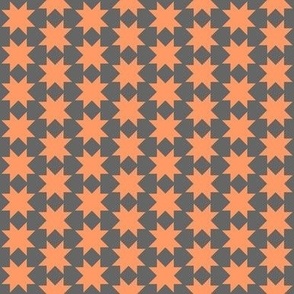 Sawtooth stars - orange on grey