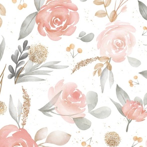 Pale pink, watercolor, spring roses {large}
