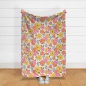 70s Retro Floral - pink and yellow