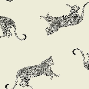 Cheetahs - black on cream - large scale 