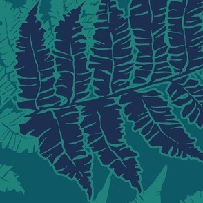Fern Grove in Teal and Blue 