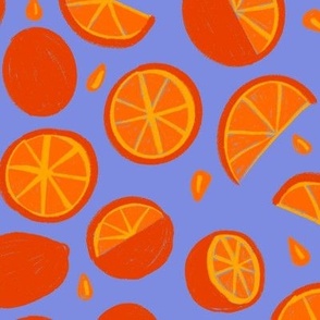 Juicy Citrus - Oranges on periwinkle