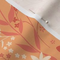 L Peach Fuzz Delight: Whimsical Floral Fabric