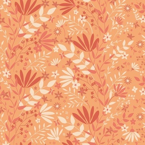 L Peach Fuzz Delight: Whimsical Floral Fabric