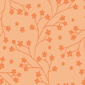 M Apricot Vineyard: Monochrome Floral Wallpaper