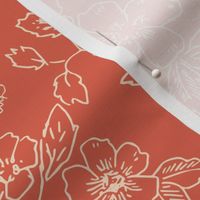 L Vintage Ruby Botanical Sketch: Fall Fabric Delight