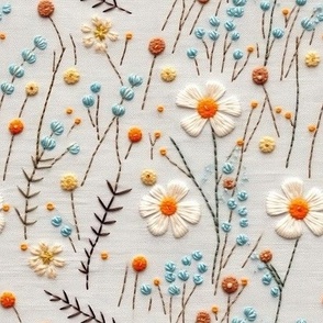 In the Spring Garden - Faux Embroidery - Garden Florals - Medium