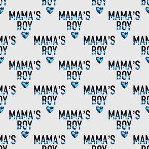 Mama's Boy-blue camouflage on light grey, Valentine’s Day Fabric, Boy, Heart, Love, Valentines
