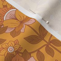 Retro 70s Wallflower Floral - Burnt Orange, Rust, Mauve