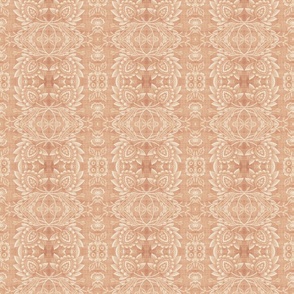 Paloma Faded Vintage Floral Damask in Tan and Cream