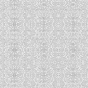 Paloma Faded Vintage Floral Damask in Light Grey and White