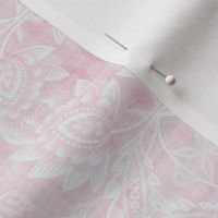 Paloma Faded Vintage Floral Damask in Light Pink and White