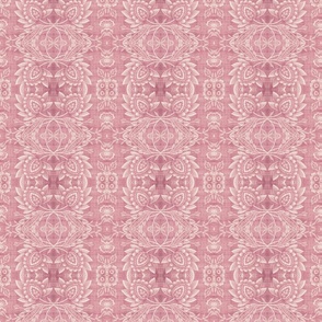 Paloma Faded Vintage Floral Damask in Dusky Rose Pink and White