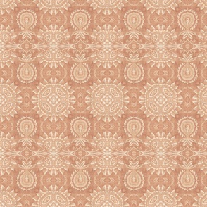 Paloma Faded Vintage Flowers and Pineapples in Tan and Cream