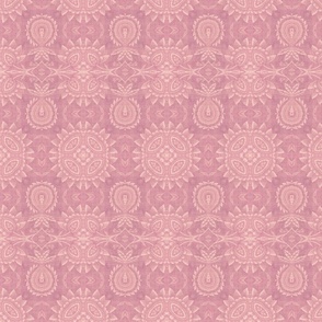 Paloma Faded Vintage Flowers and Pineapples in Dusky Rose Pink