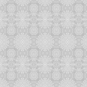 Paloma Faded Vintage Flowers and Pineapples in Light Grey and White