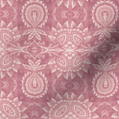 Paloma Faded Vintage Flowers and Pineapples in Dusky Rose Pink