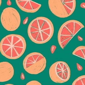 Juicy citrus - Grapefruit on emerald 