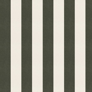 Deep dark olive green stripes, off white traditional stripes