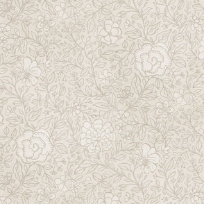 Large floral branches neutral warm gray medium scale