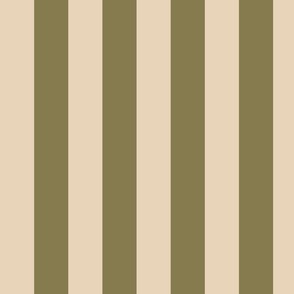 Olive green and creamy beige classic candy stripes for a trending timeless interior