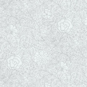Large floral branches neutral gray medium scale