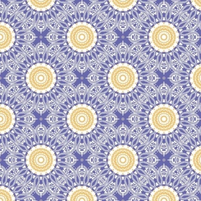 Blue ,White, Yellow ,mandala , pattern