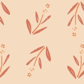 M Terracotta Flowers: Minimalist Floral Block Print Wallpaper