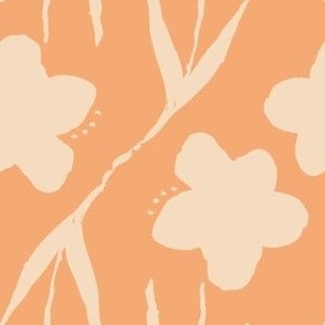 M Peach Apricot Daisy Chain: Minimalist Block Print Orange