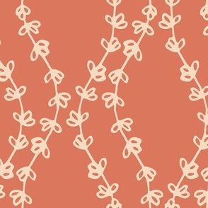 L Terracotta Blossom Stripes: Vintage Floral Vine Orange