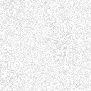 Large floral branches neutral gray on white medium scale