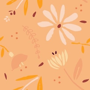 M Apricot Flora Abstract Pattern