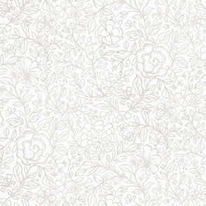 Large floral branches neutral warm gray on white medium scale