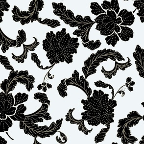 Art Nouveau white black Decorative leaves