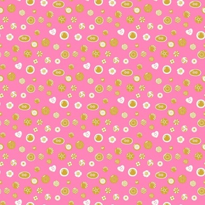 Vintage Buttons - Pink and Gold SM