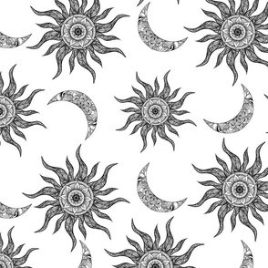 Mystic Sun Moon Black and White 