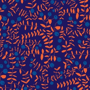 Block print berries blue