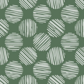   Salvia Green Striped Circles Made OF Brash Strokes, Medium Scale Monochromatic Sage Green