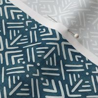 Monochrome Blue Textured Mudcloth Inspired Print Medium