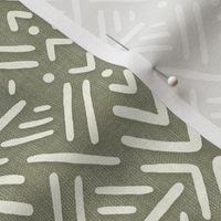 Olive Sage Green Monochrome Mudcloth Inspired Print Large