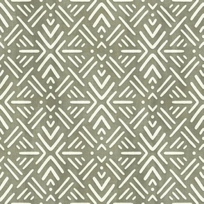 Olive Sage Green Monochrome Mudcloth Inspired Print Large