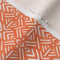 Bright Tropical Orange Textured Monochrome Mudcloth Inspired Print Medium