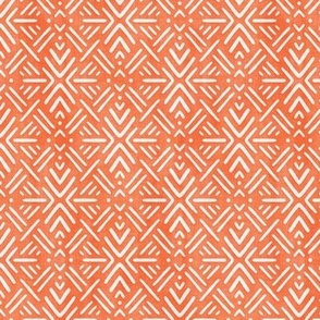 Bright Tropical Orange Textured Monochrome Mudcloth Inspired Print Medium