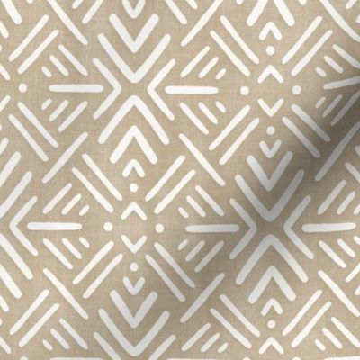 Neutral Cream and Taupe Mudcloth Inspired Print Large