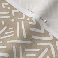 Neutral Cream and Taupe Mudcloth Inspired Print Large
