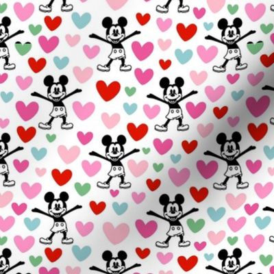 Smaller Classic Mickey and Colorful Valentine Hearts