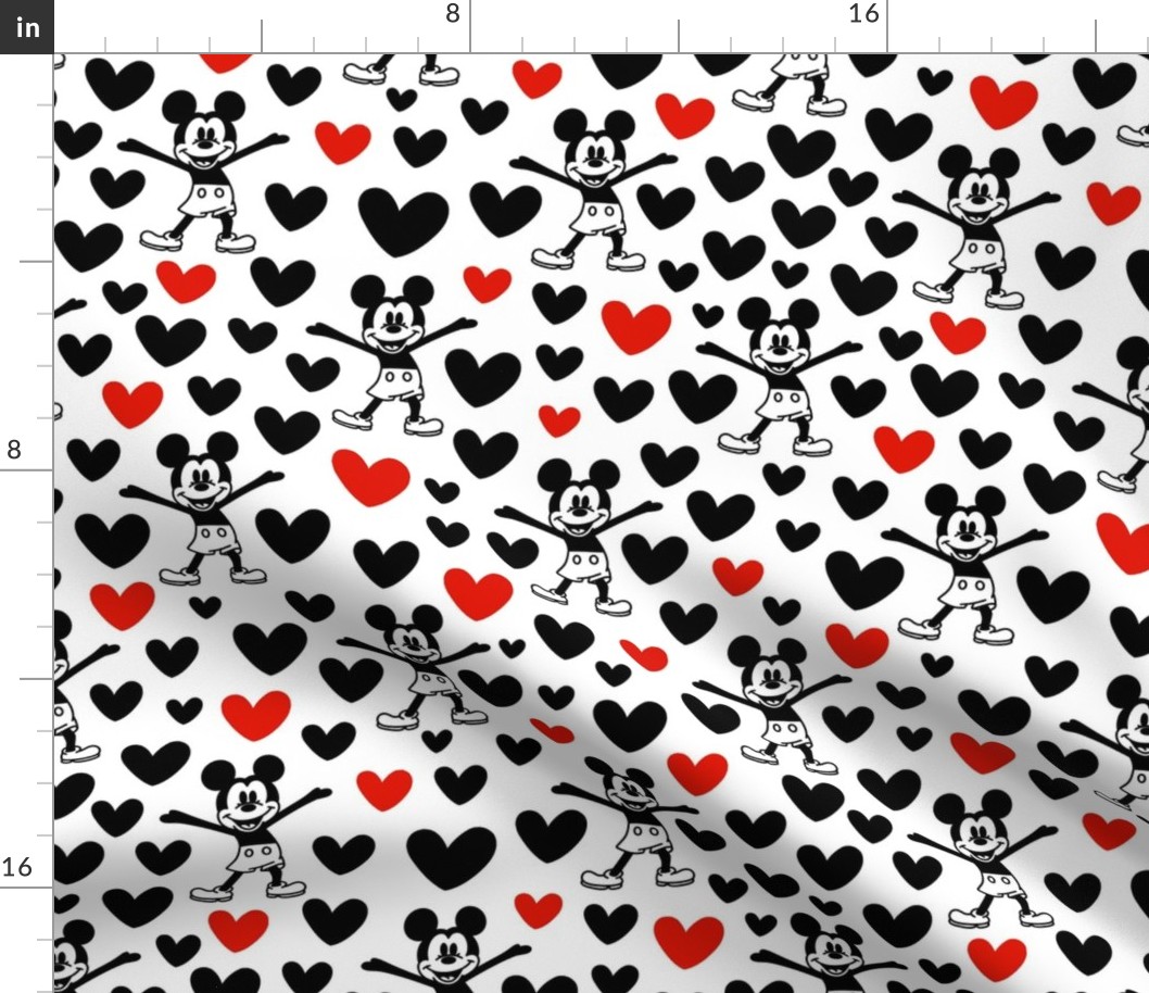 Bigger Classic Mickey with Valentine Hearts
